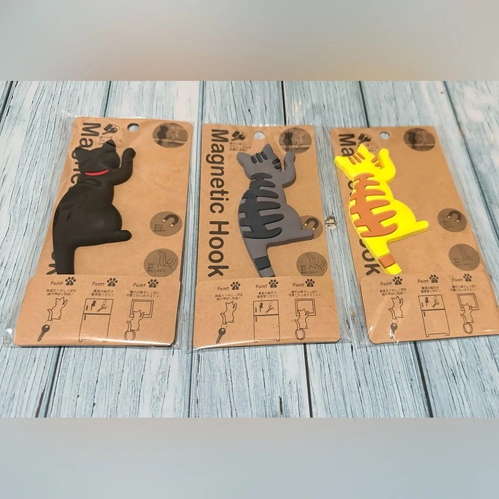 Cat Tail Wall Hooks - Yellow, Gray, Black